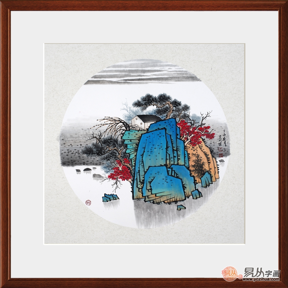 收藏小品画 吴大恺最新斗方山水画《江南小景》