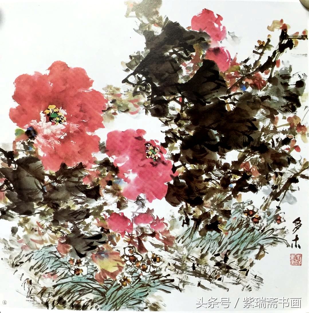 著名画家-李多木老师国画牡丹欣赏