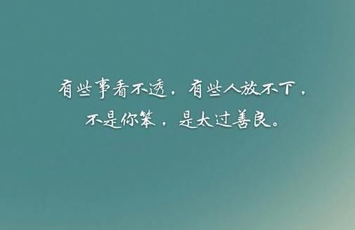 有些事看不透,有些人放不下,不是你笨,是太过善良.