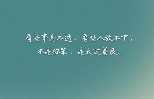 有些事看不透,有些人放不下,不是你笨,是太过善良.