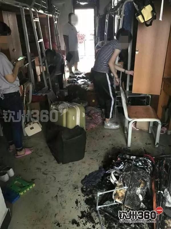 广西钦州学院一女生宿舍被烧,火灾原因极有可能是用了