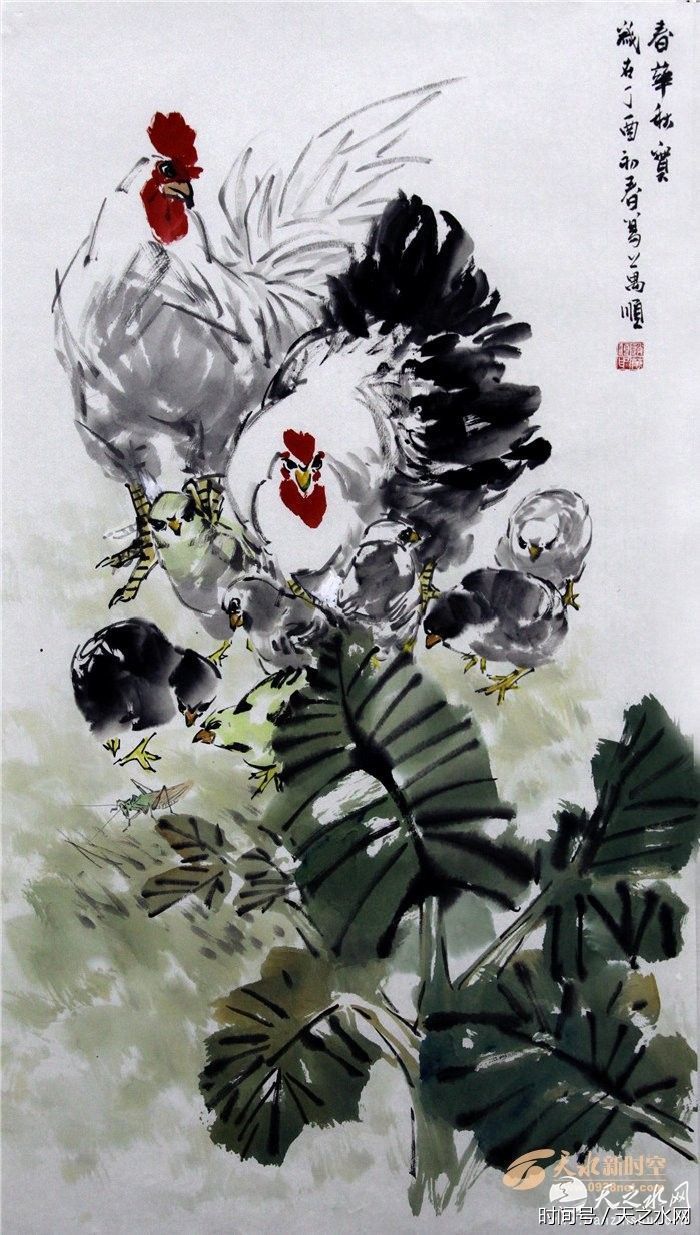 著名画家赵万顺"雄鸡唱响天河春"书画展在天水清水隆重举行