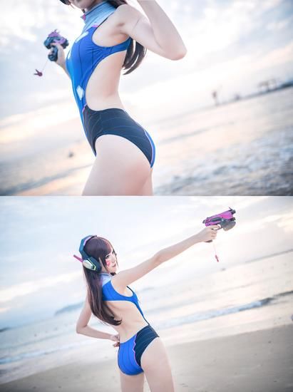 守望先锋dva同人cos 泳装诱惑