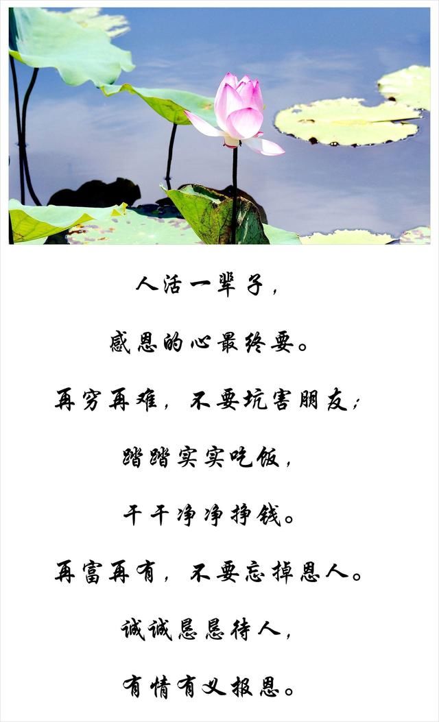 人活一辈子, 感恩的心最终要.