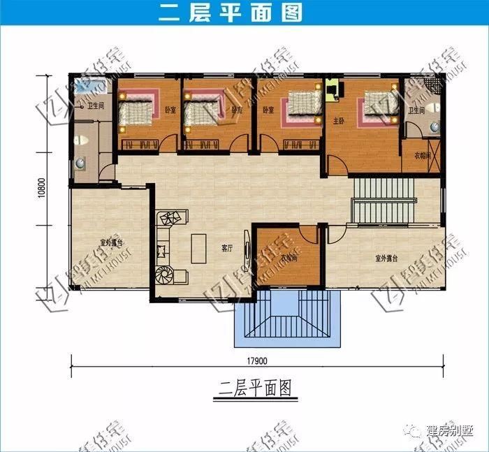 面宽18米左右的两层自建房,第一款有车库,第二款有堂屋和灶房