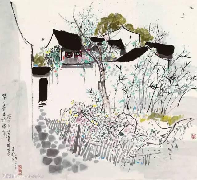 国画配诗,春天在大师笔下袅袅生香