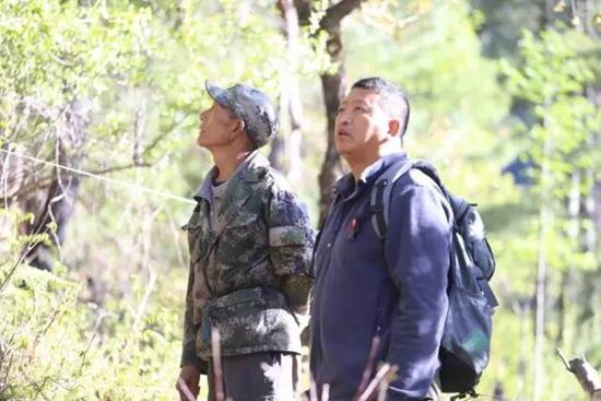 钟泰(右)在白马雪山自然保护区巡护