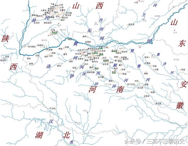 二里头文化遗址分布图 来自维基百科