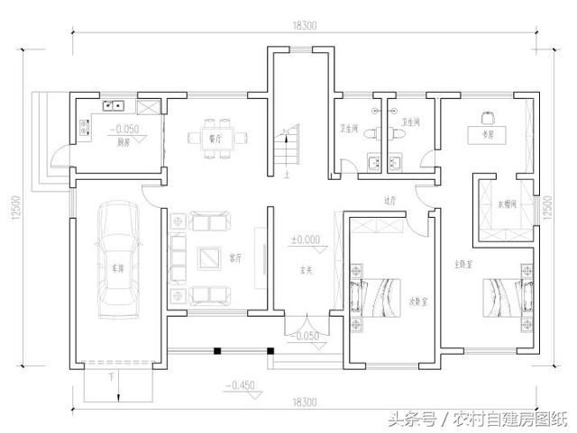 6款一层农村自建房设计图,20万的小别墅,款款带车库