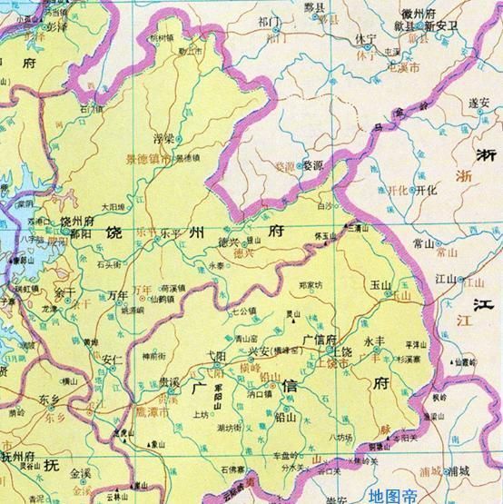 江西上饶地图,为何被景德镇和鹰潭挤成东西两半?