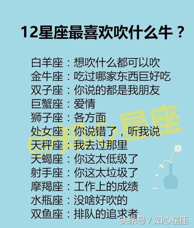 12星座最喜欢吹什么牛?12星座吃醋的征兆