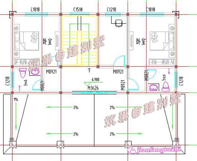 4米9卧对称二层半农村自建房设计效果