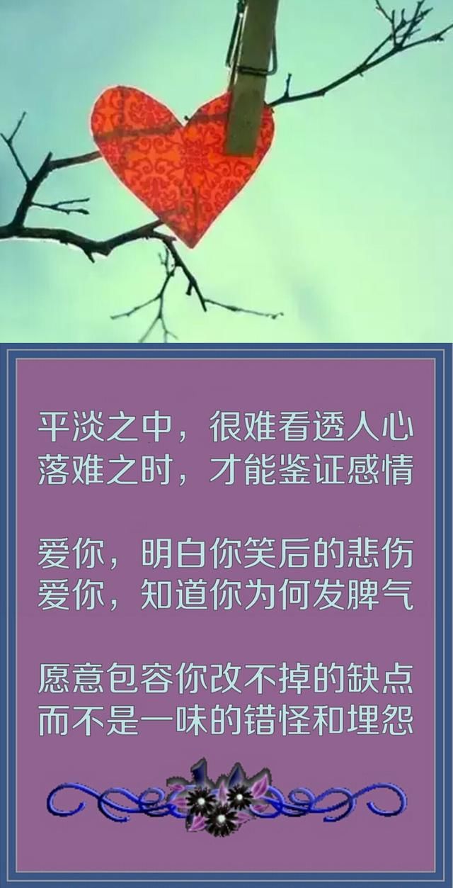 人心,在平淡之中难以看透;感情,在落难之时才能见证.