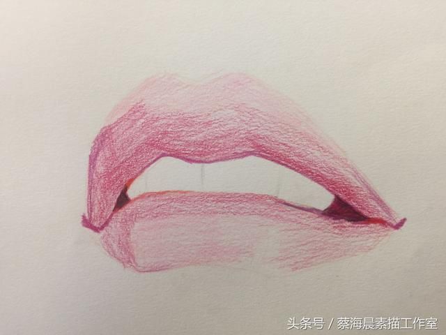 画半永久美妆素描嘴唇步骤稿!