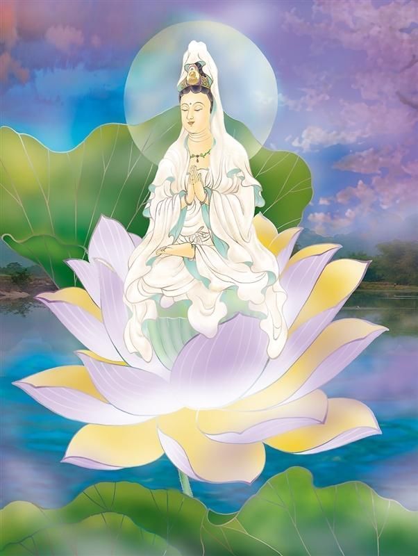 杨柳观音:右手持杨柳,踞坐岩上,手持净瓶.