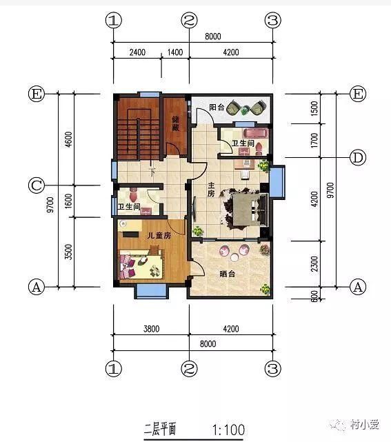 10x8自建房户型图,8米x10米户型图 10x8米独院式新农村经典小户型,实用又现代,太傲娇了