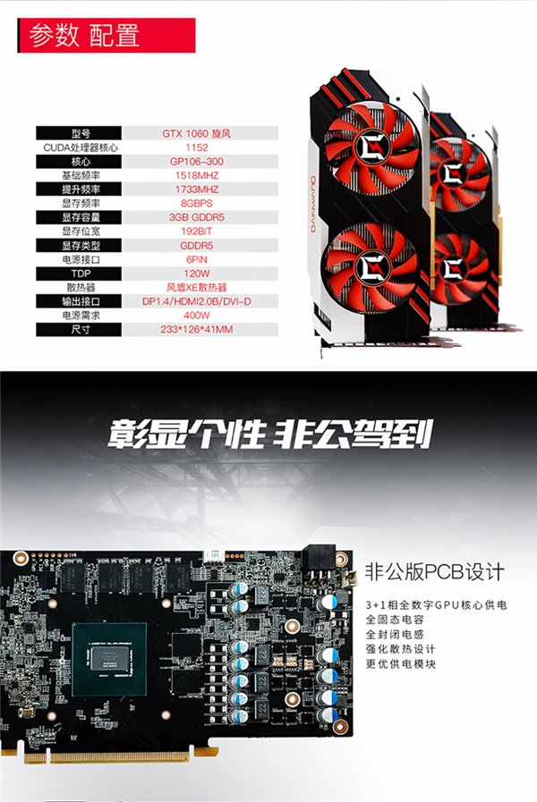 于此同时,耕升gtx1060追风6g游戏独立显卡报价1899元,拍下立减100元