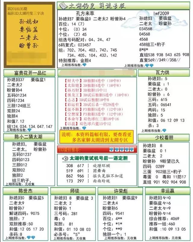 百位:245678 十位:045678 个位:025678 马后炮解太湖字谜综合推荐