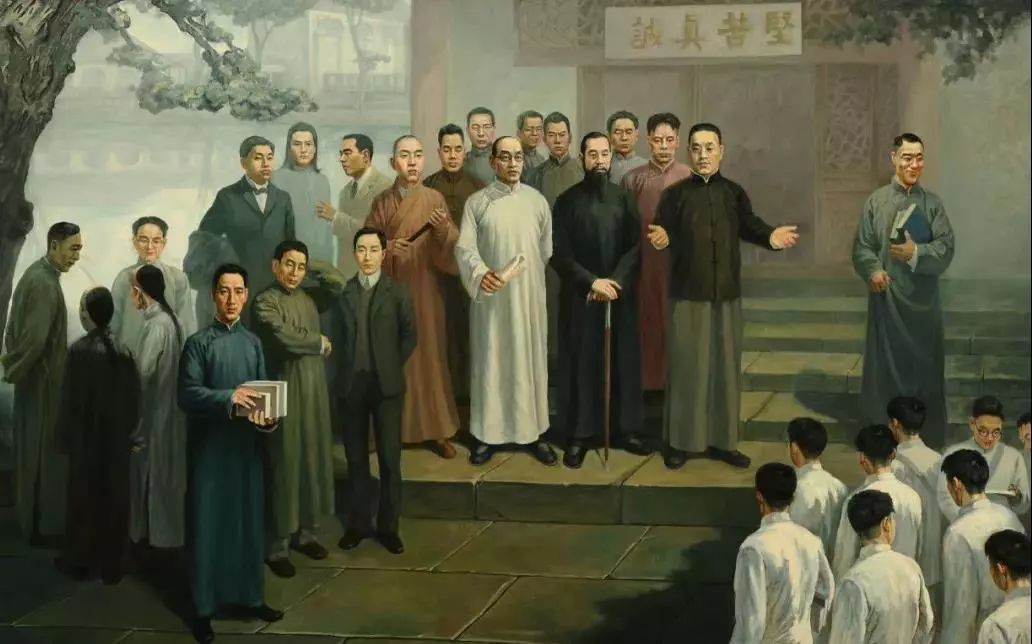 《胡元倓创办明德学堂》油画 陈红梅