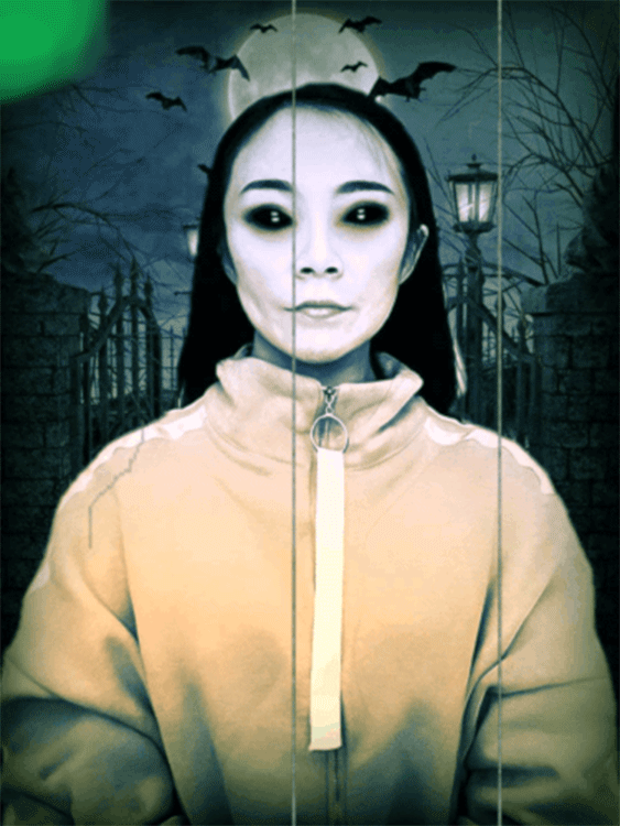 万圣节了,求大神给我p一个恐怖的鬼脸!