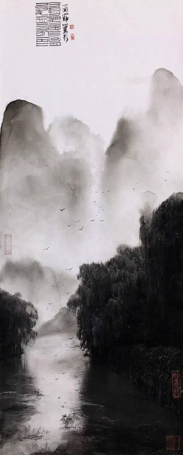 泼墨江山意不期,青烟云雨竞出奇 泼墨山水作品选