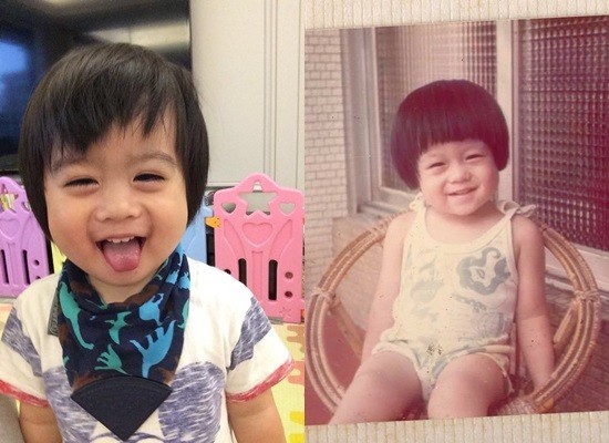 小儿子kyson(左)跟林志颖小时候长得超像