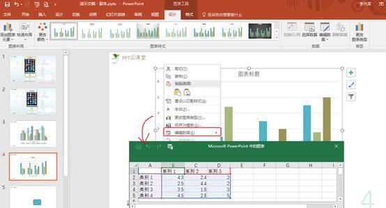 PPT中也可以插入图表对数据进行分析对比汇总