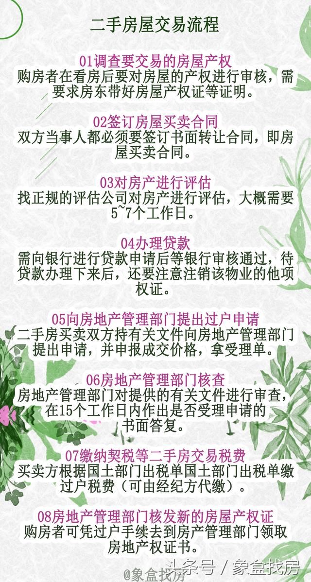 详解二手房屋交易流程:2018首套房90平米以下