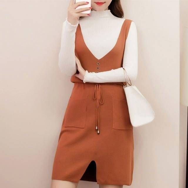 冬天内搭别再穿打底裤了,穿美炸天的吊带裙套