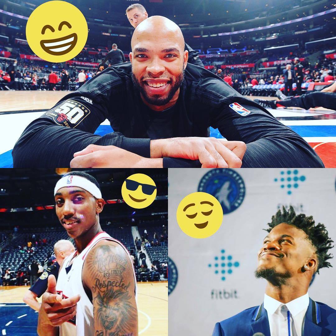 森林狼官方今日在instagram上发布了一张球队三名新援微笑的照片庆祝