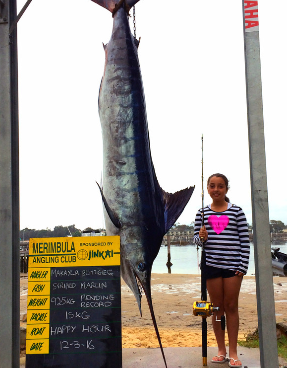 澳11岁女孩捕获294斤青枪鱼破世界纪录