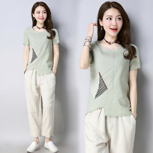 棉麻套装女夏季新款女装文艺休闲两件套舒适的棉麻布料,舒适透气,亲和