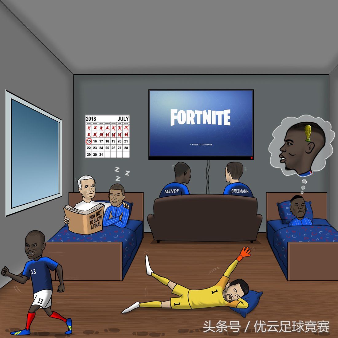 世界杯决赛法国队PK克罗地亚,漫画解读球员内