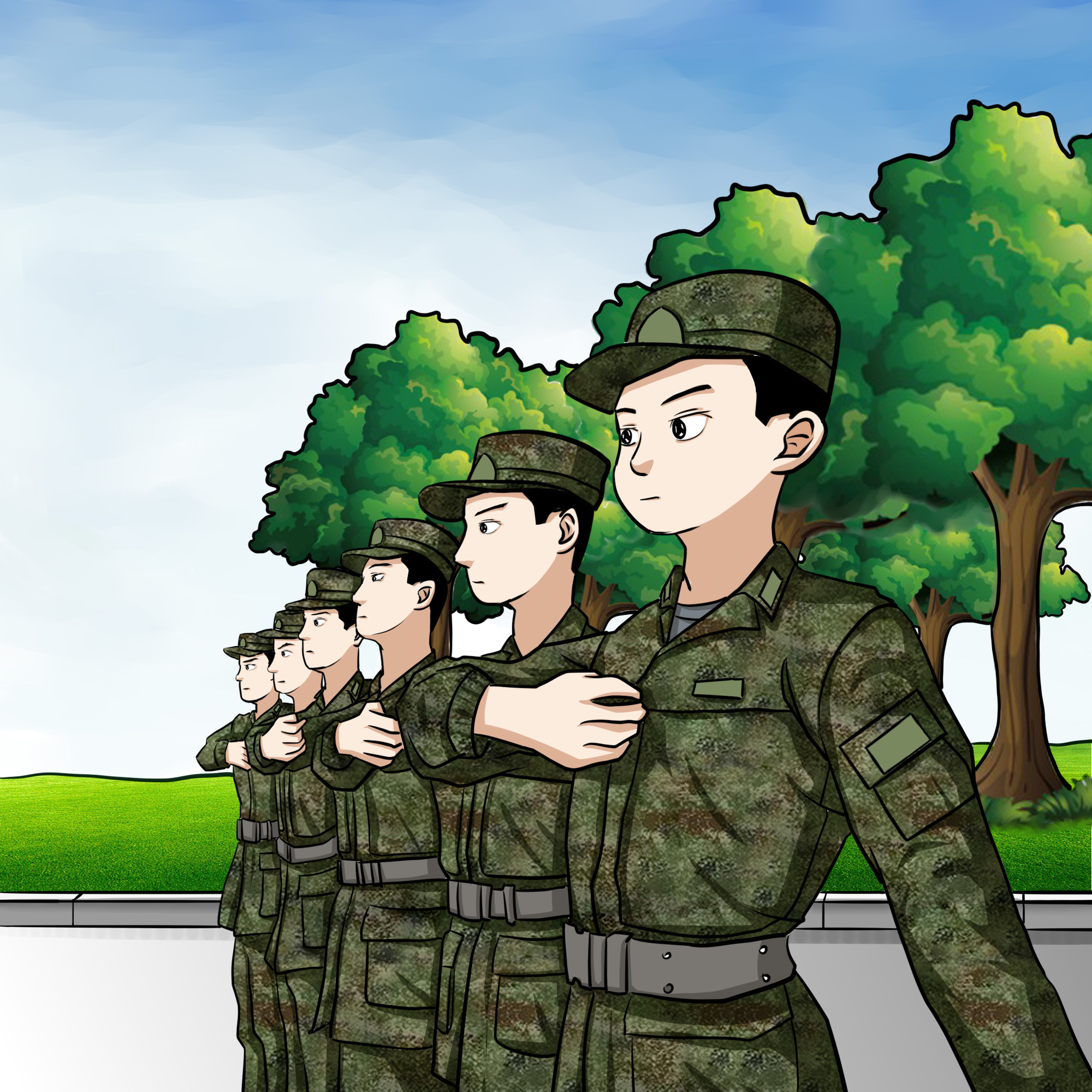 新兵入伍动漫图片图片