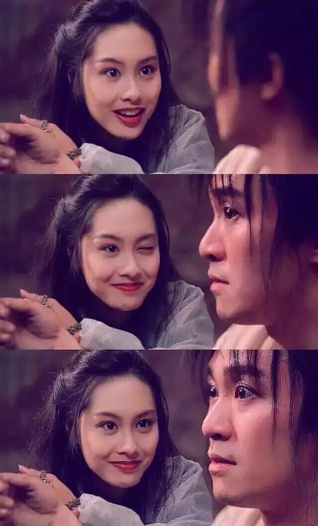 当年朱茵这个眨眼睛的动作,不知迷倒多少人.