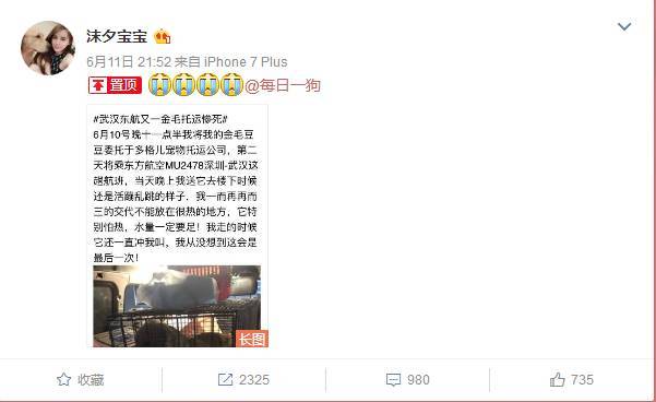 网曝金毛托运途中死亡 钢丝笼都被咬破