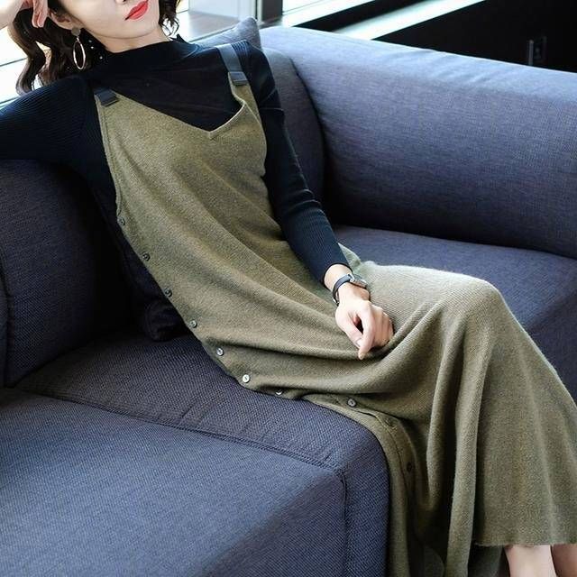 冬天内搭别再穿打底裤了,穿美炸天的吊带裙套