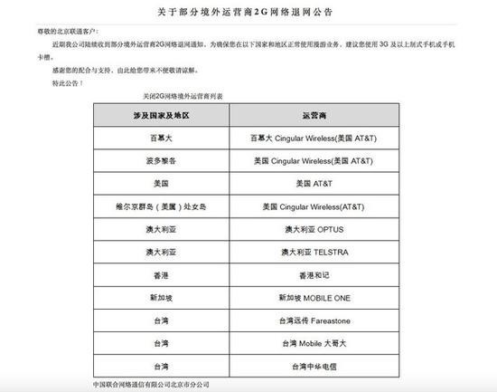 中国联通卡的用户出国前需要看这里 2G网络取消了