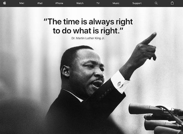 苹果官网首页今日致敬马丁路德金诞辰纪念日