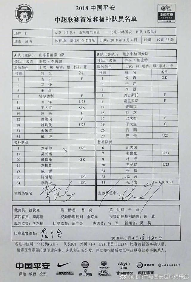 2018中超首轮最后一场,山东鲁能VS北京国安,
