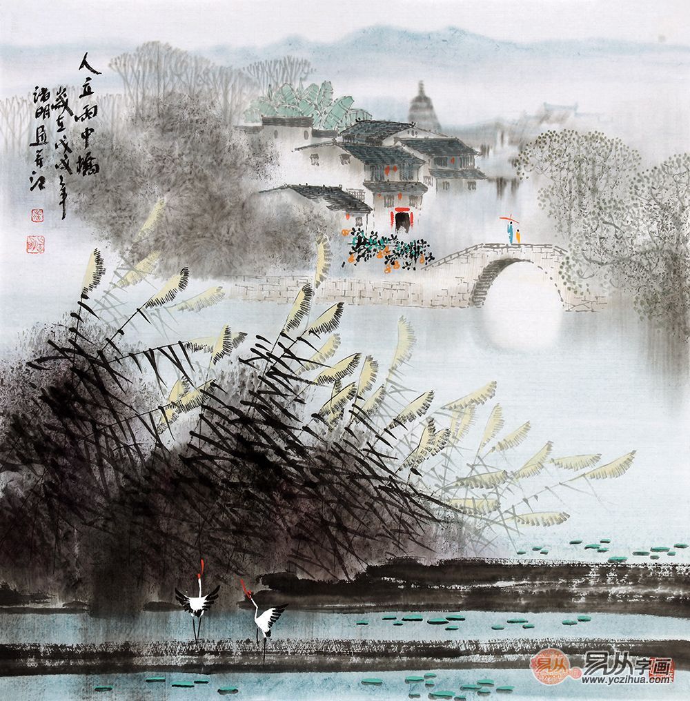 田园风格客厅挂画怎么挂?一幅名家手绘山水画