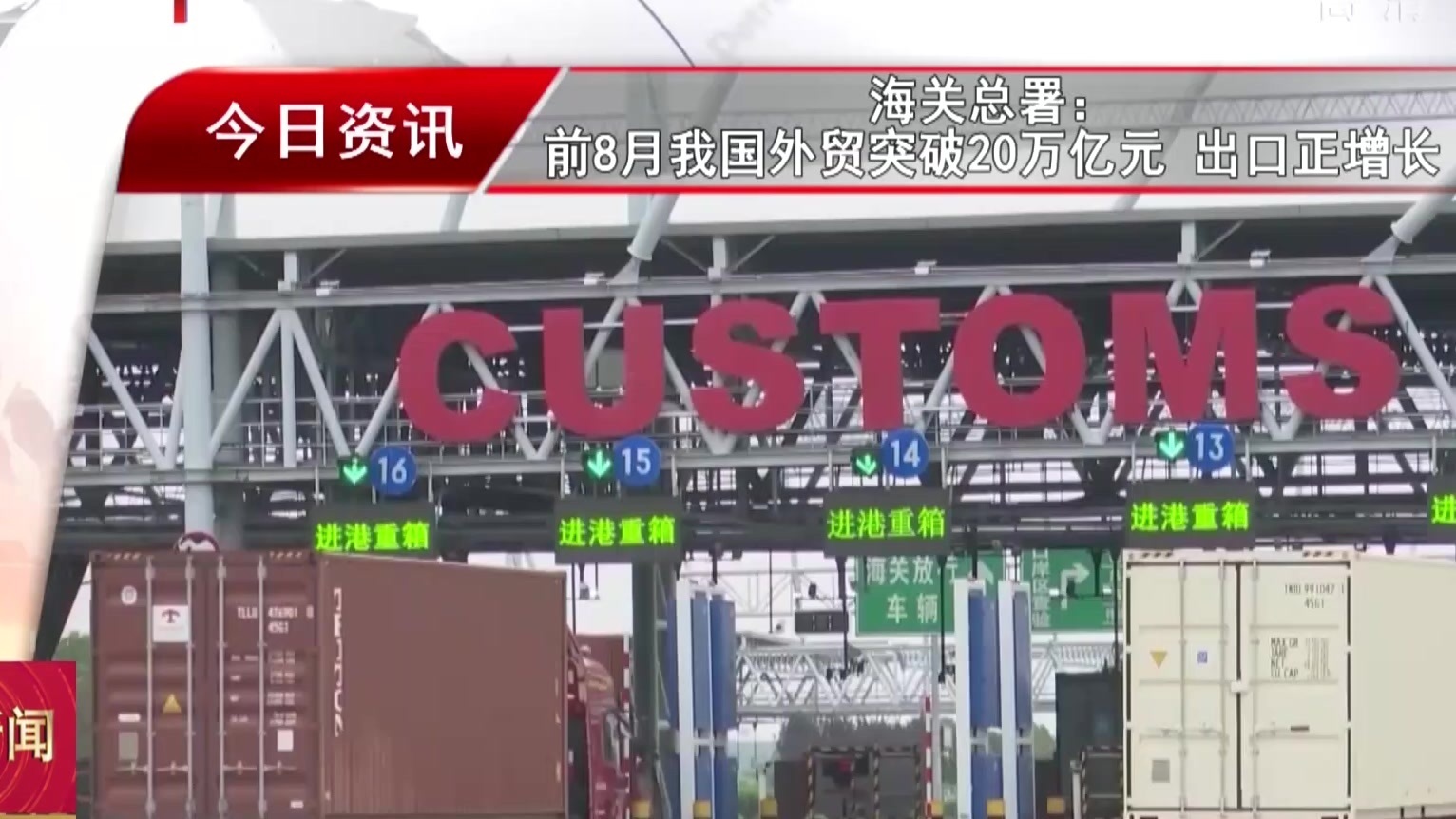 海关总署:前8月我国外贸突破20万亿元 出口正增长 海关总署:前8月我国外贸突破20万亿元 出口正增长