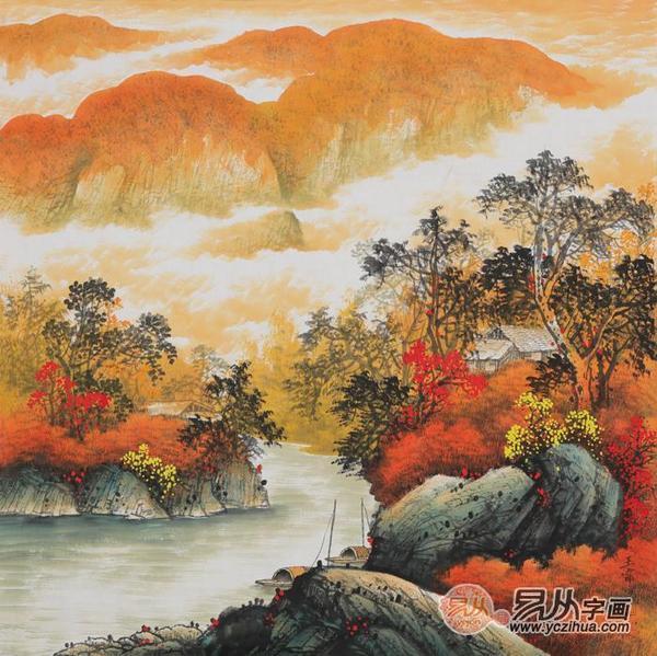 室内玄关位置挂什么画好?山水画装饰玄关更招