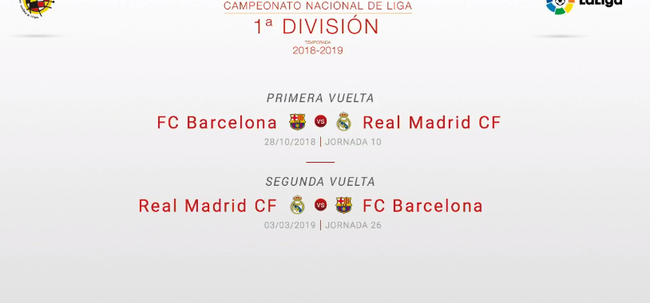 西甲官方公布新赛季赛程:10月28日踢国家德比