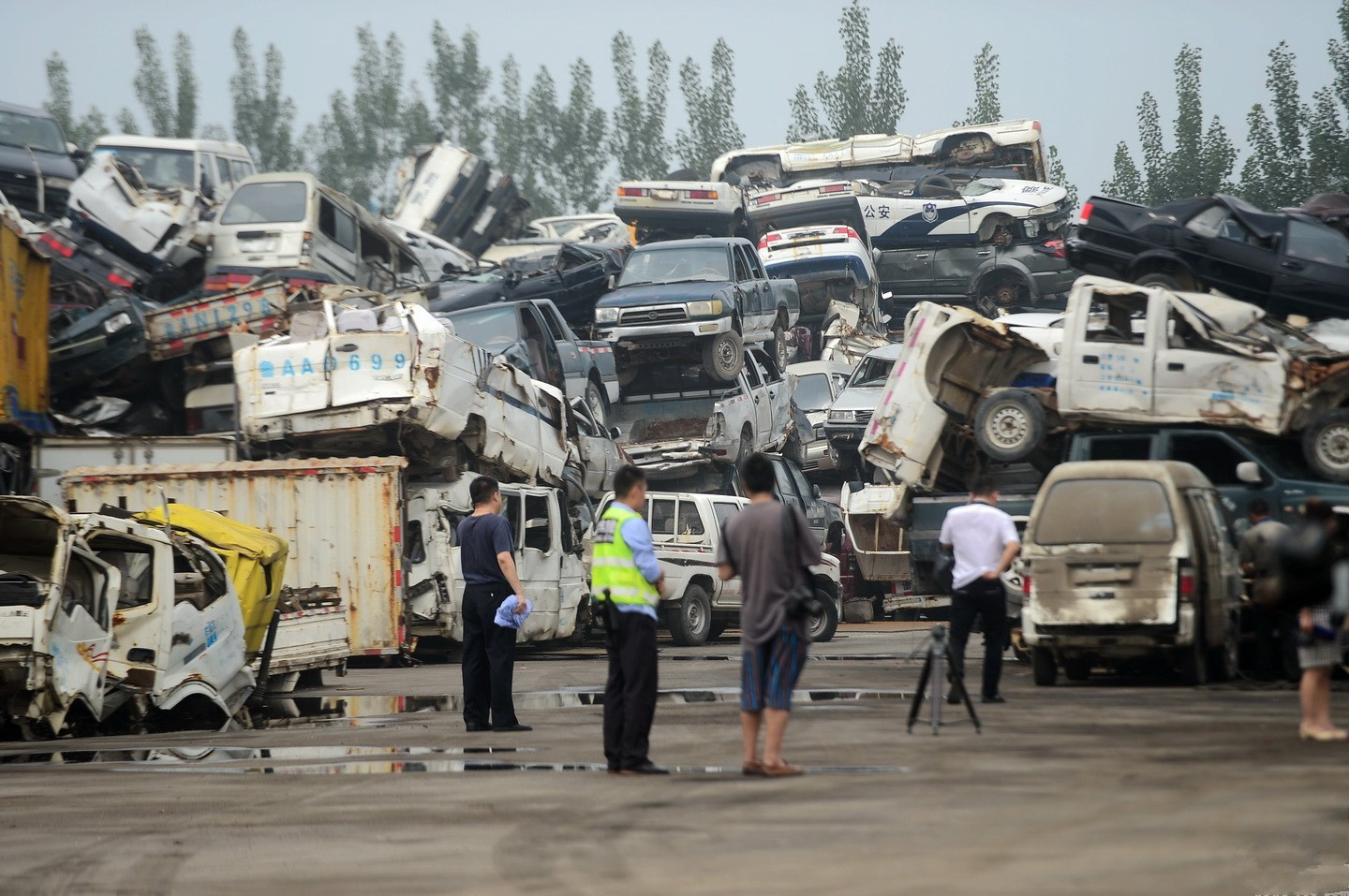 报废车辆种类繁多，除了特种车辆、货车、家用轿车、摩托车等，其中也不乏一些高档的“豪车”。报废车辆经拆解后再分类二次销售，利润率其实极低。因为报废车辆经拆解后可二次回收利用的资源非常有限，一般车体按照废钢市场回收价格出售，轮胎、座椅、汽车零配件等其他部分能否出售则要看市场还有没有需求。因为很多报废车辆已年深日久，其零部件市场上早已不再流通使用，也就没有二次利用的渠道和价值。图为“汽车坟场”照片。