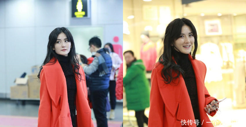 杨幂和谢娜机场撞衫红色大衣,一个像大妈,一个