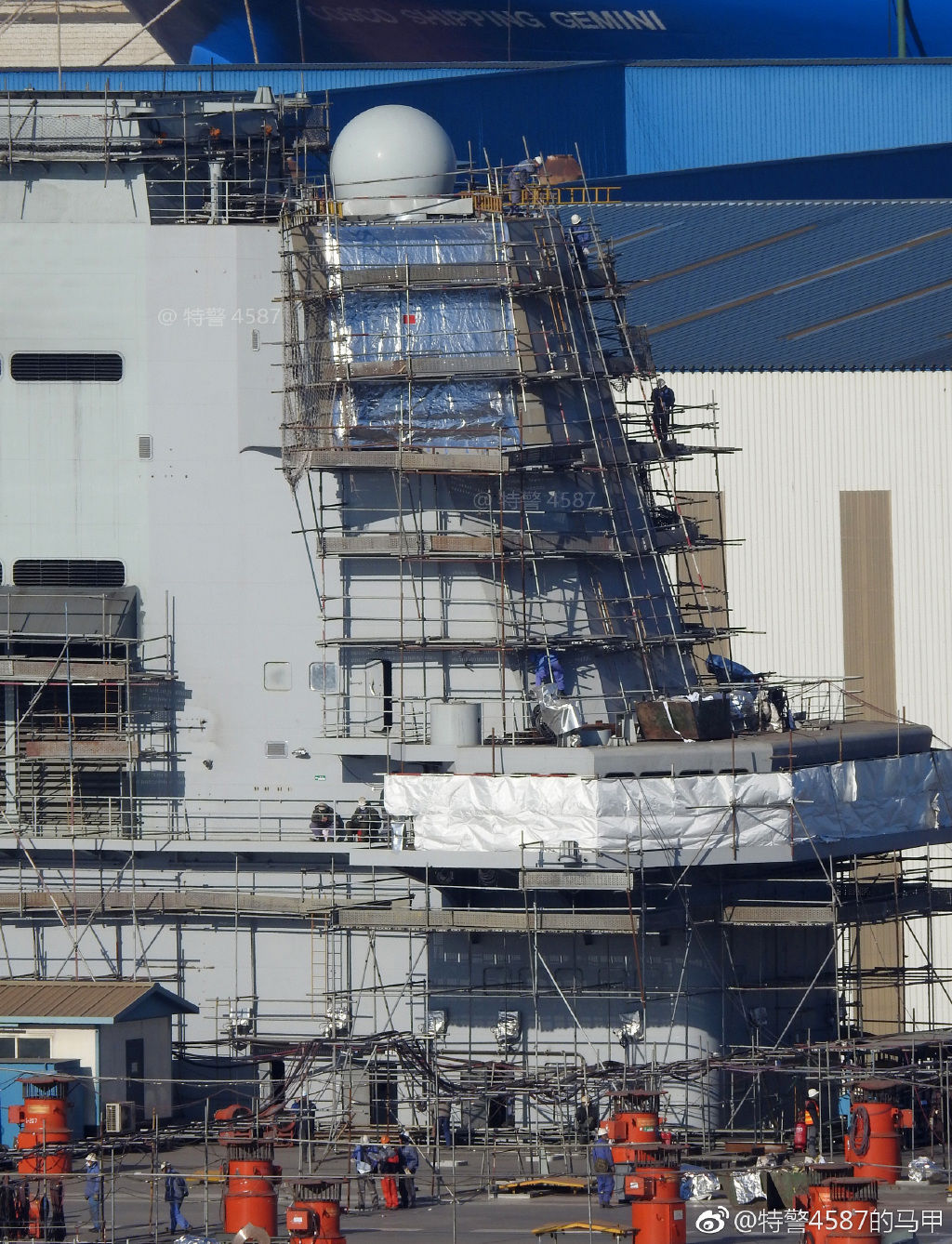 脚手架全拆光!国产002型航母最新进展曝光