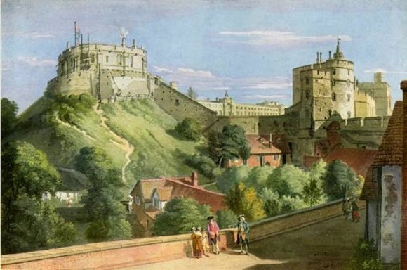英国画家保罗·桑迪拜的风景水彩画作品《温莎城堡》