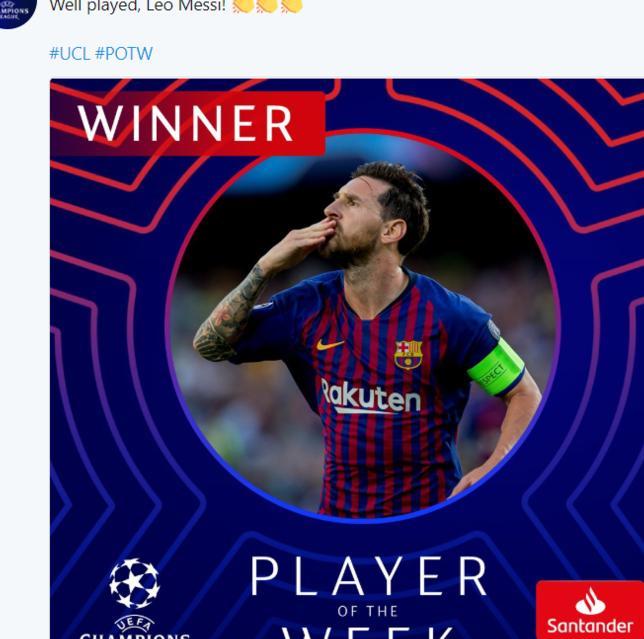 梅西当选欧冠首轮最佳球员!大博阿滕道出他与