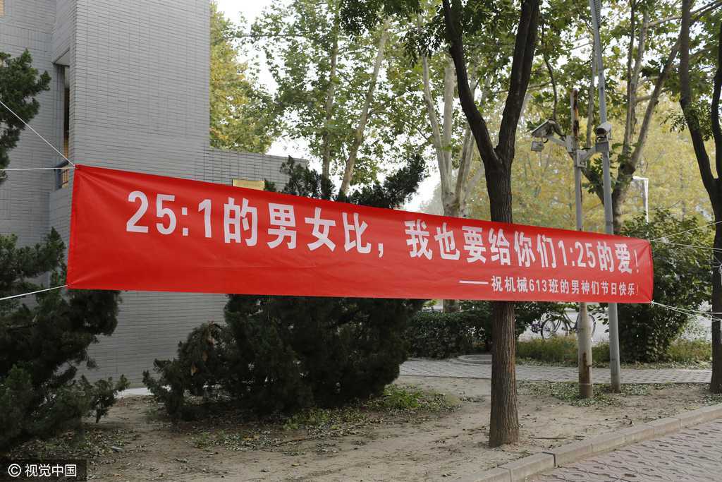 清华大学女生挂横幅写奇葩标语庆“男生节” 清华大学女生挂横幅写奇葩标语庆“男生节”